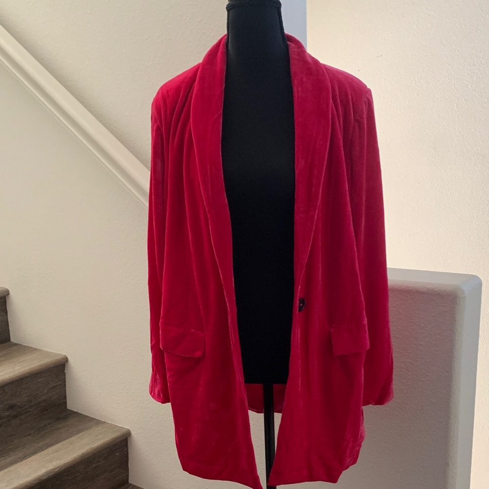 Endless Rose Vibrant Fuchsia NOT RED Oversized Crushed Velvet Blazer.
